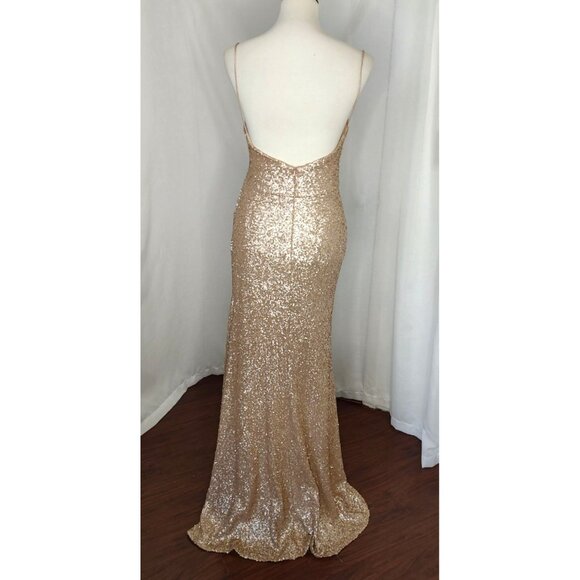 Sorella Vita Dress 10 Maxi Formal Gown Rose Gold Sequins Bridesmaid 8884 Prom - Picture 5 of 16